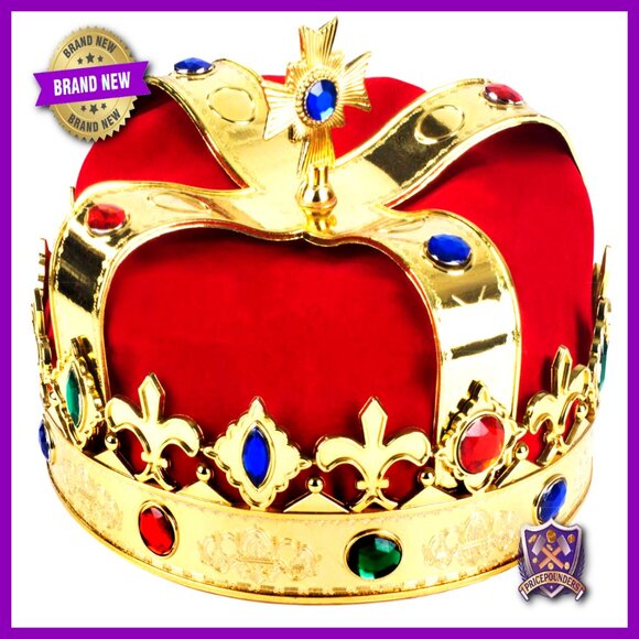 Regal King Crown Costume Headwear with Jewels One Size Fits Most
